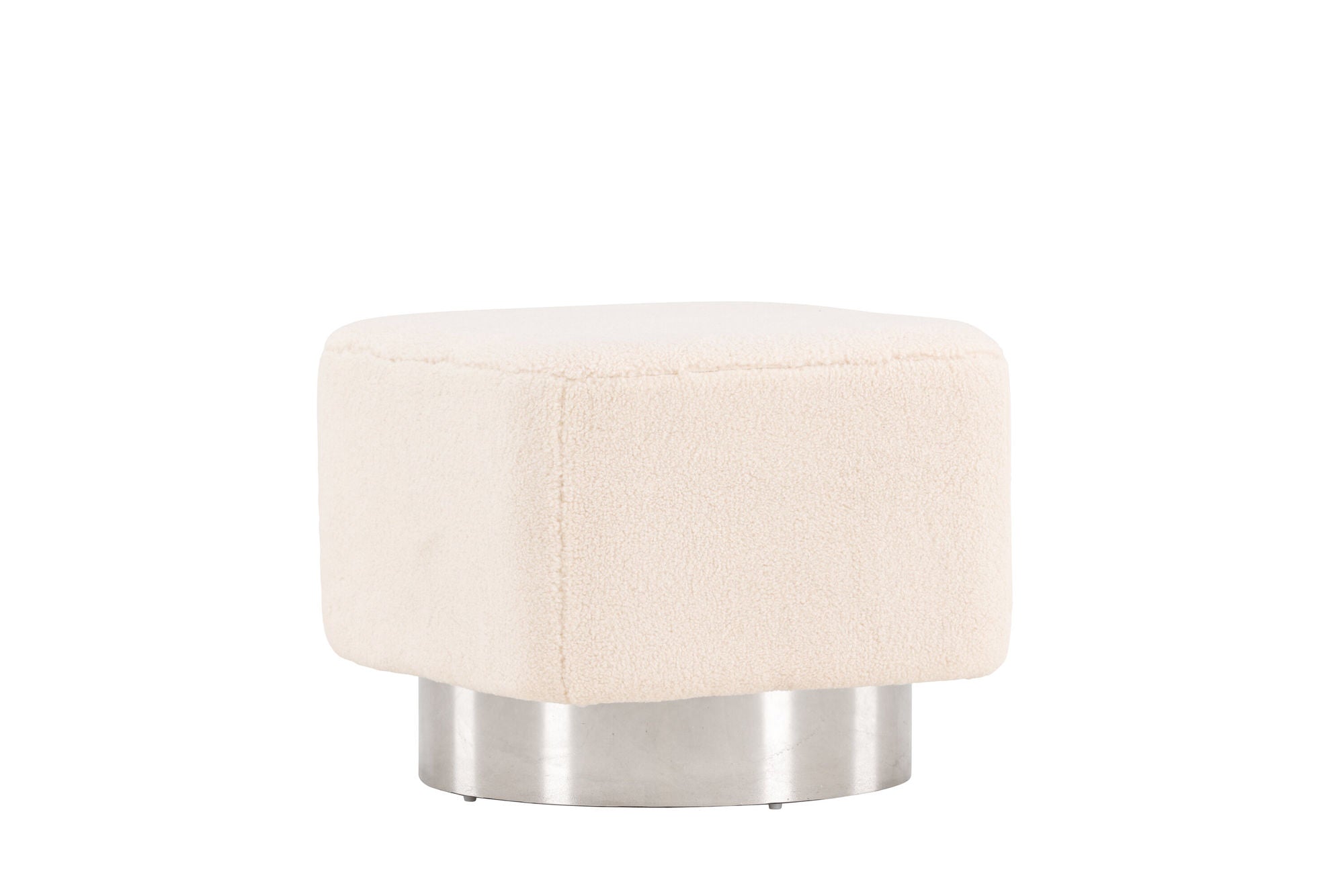 Venture Home Newton Ottoman/Pouf - Silver / Offwhite Fleece