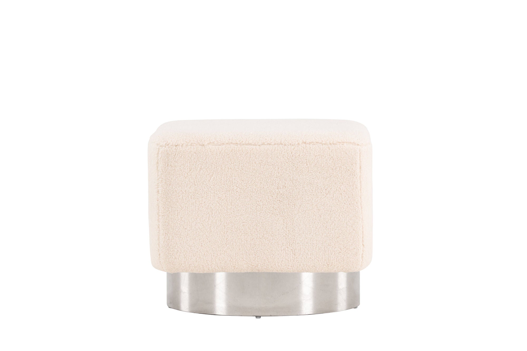 Venture Home Newton Ottoman/Pouf - Silver / Offwhite Fleece