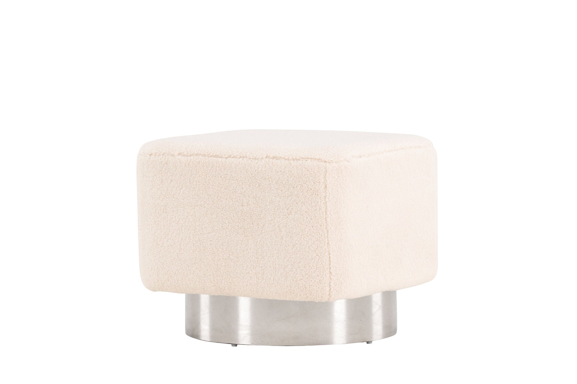 Venture Home Newton Ottoman/Pouf - Silver / Offwhite Fleece