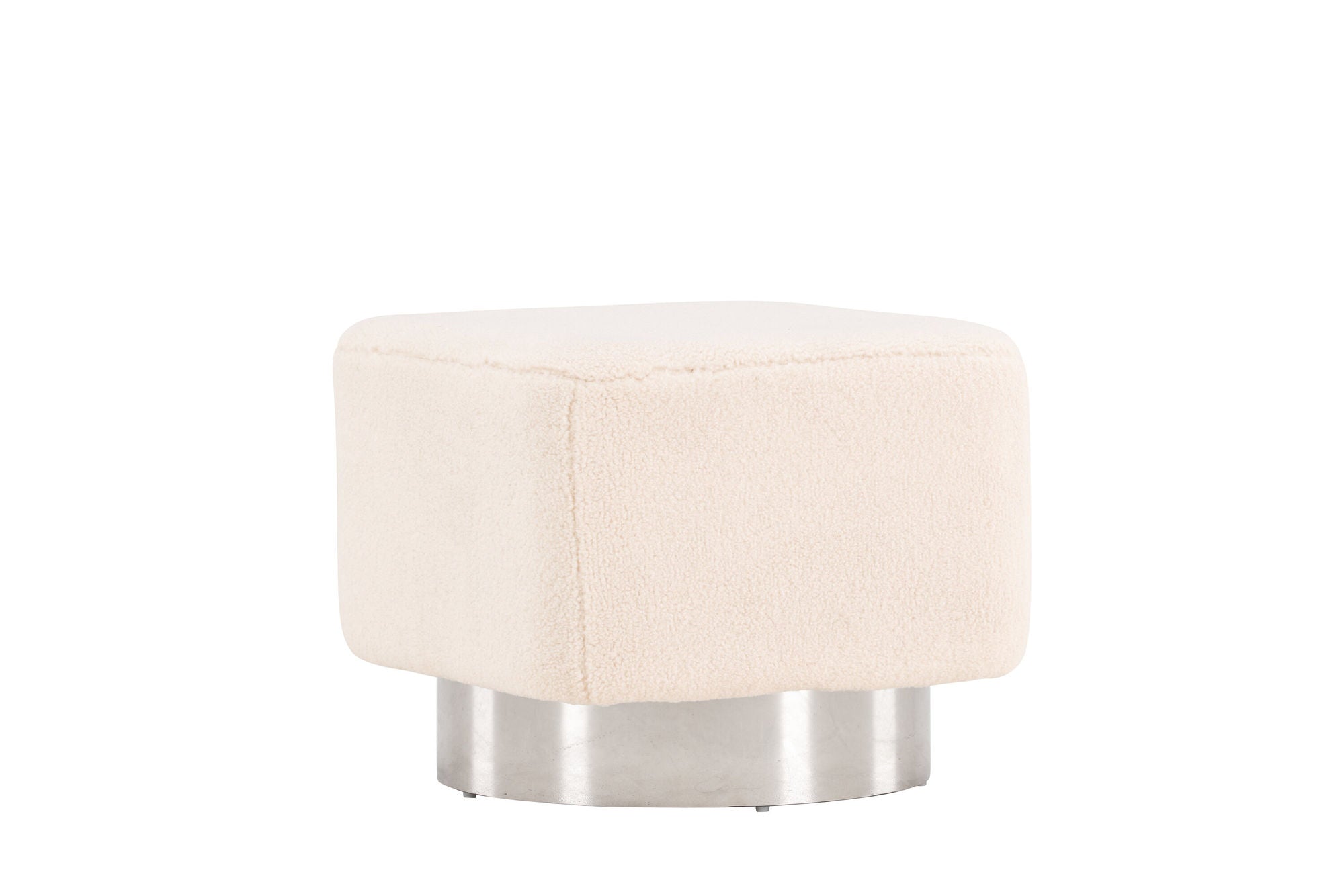 Venture Home Newton Ottoman/Pouf - Silver / Offwhite Fleece