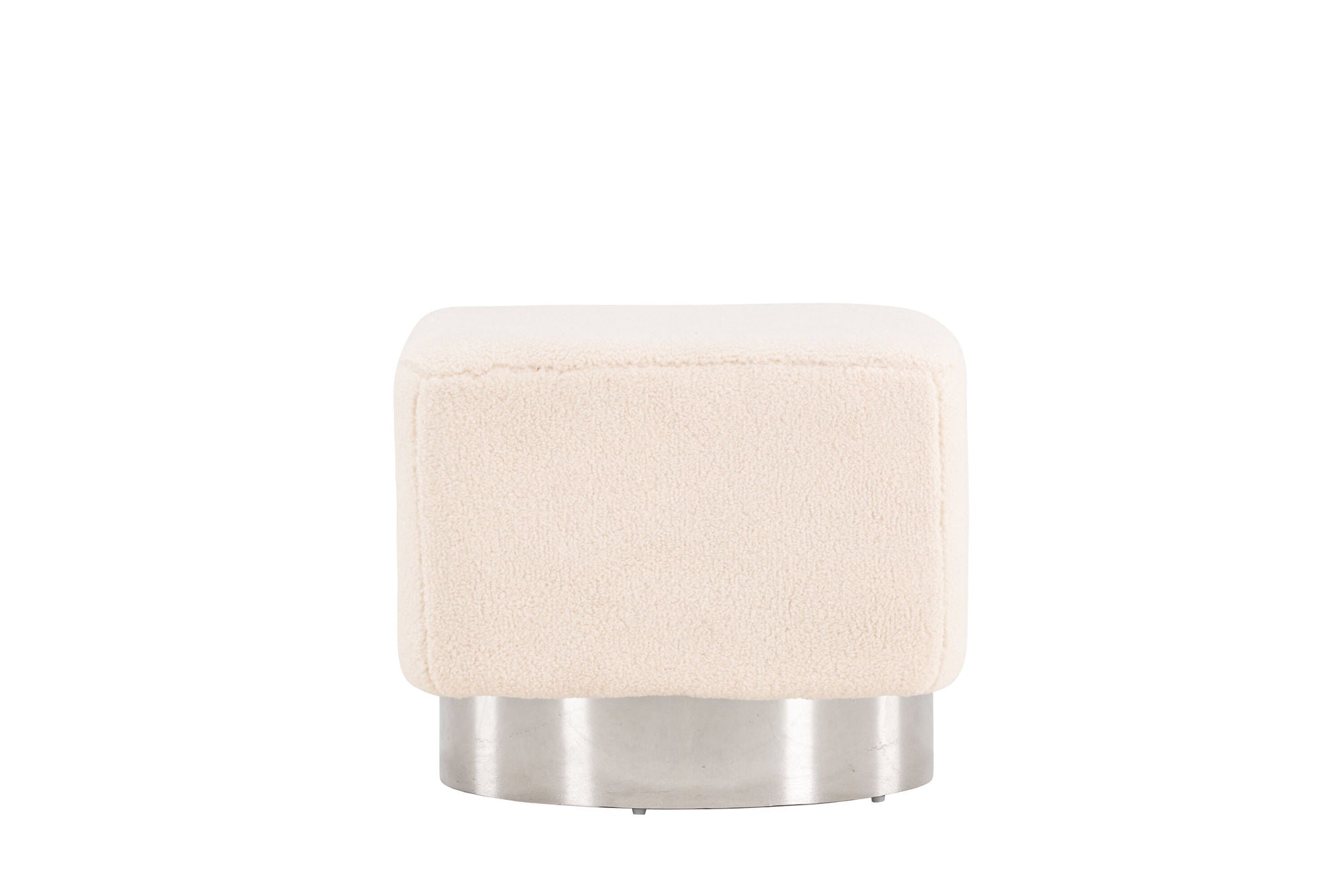 Venture Home Newton Ottoman/Pouf - Silver / Offwhite Fleece