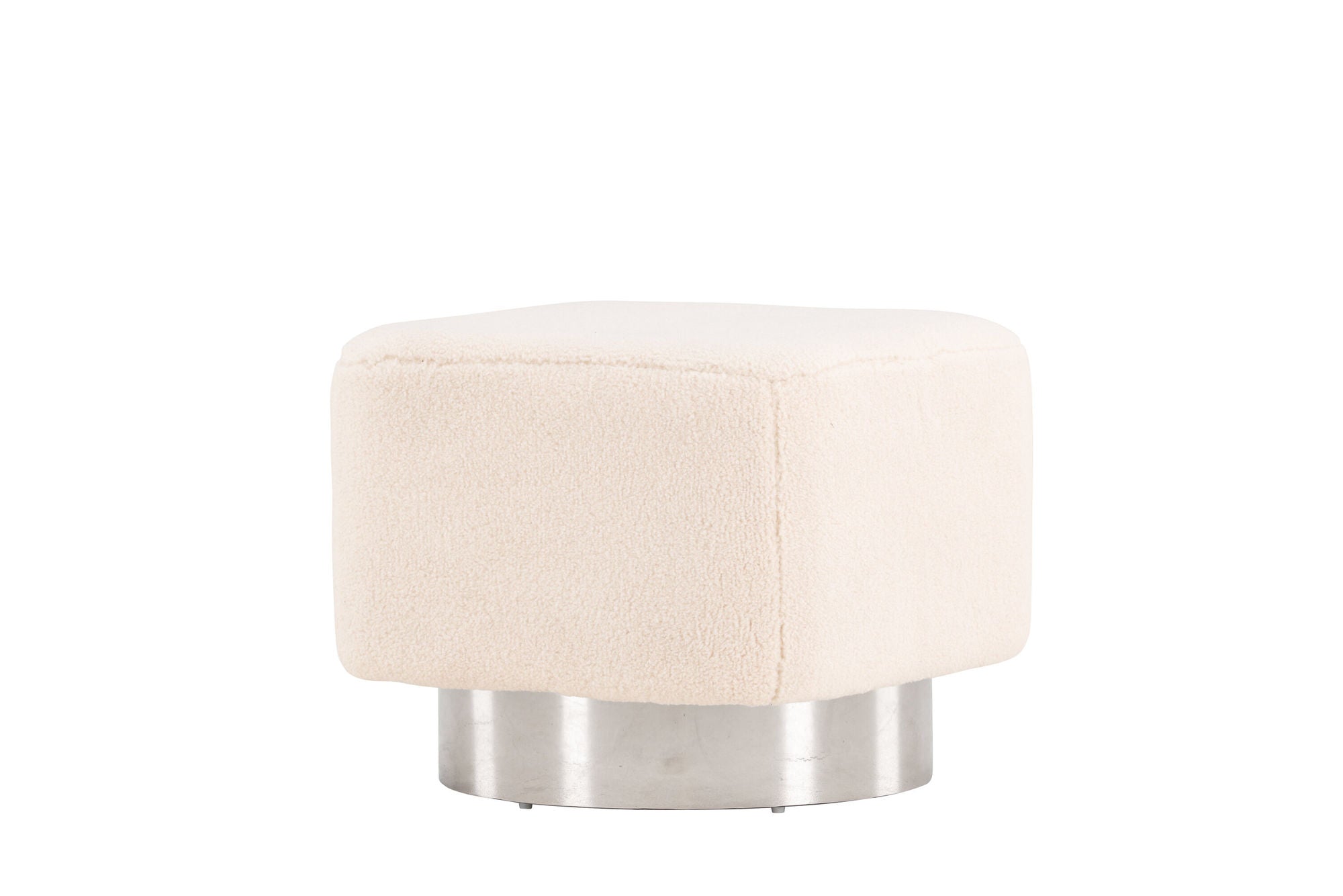 Venture Home Newton Ottoman/Pouf - Silver / Offwhite Fleece