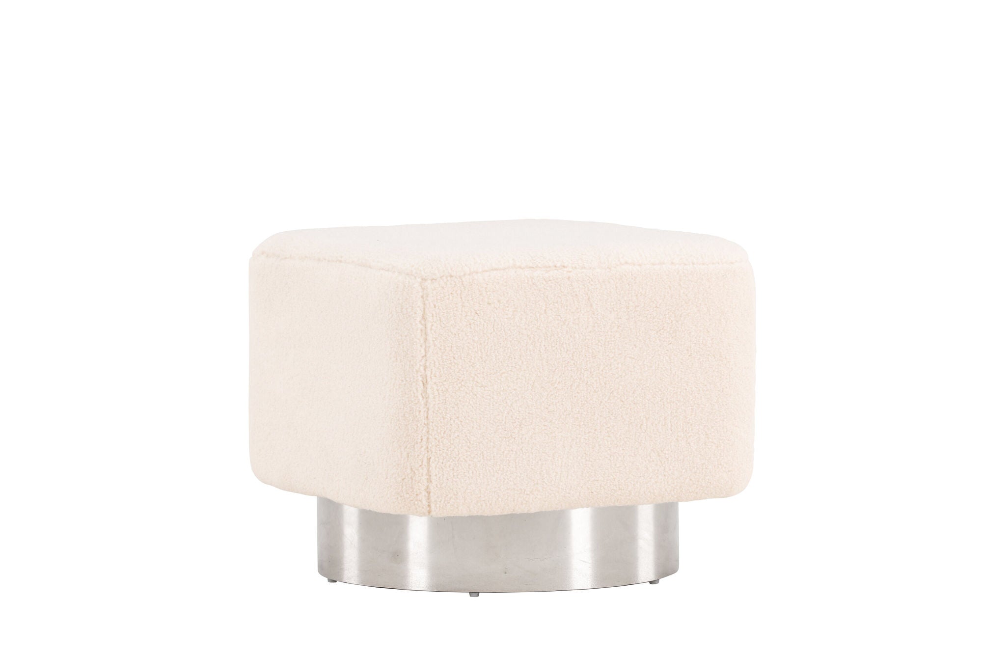 Venture Home Newton Ottoman/Pouf - Silver / Offwhite Fleece