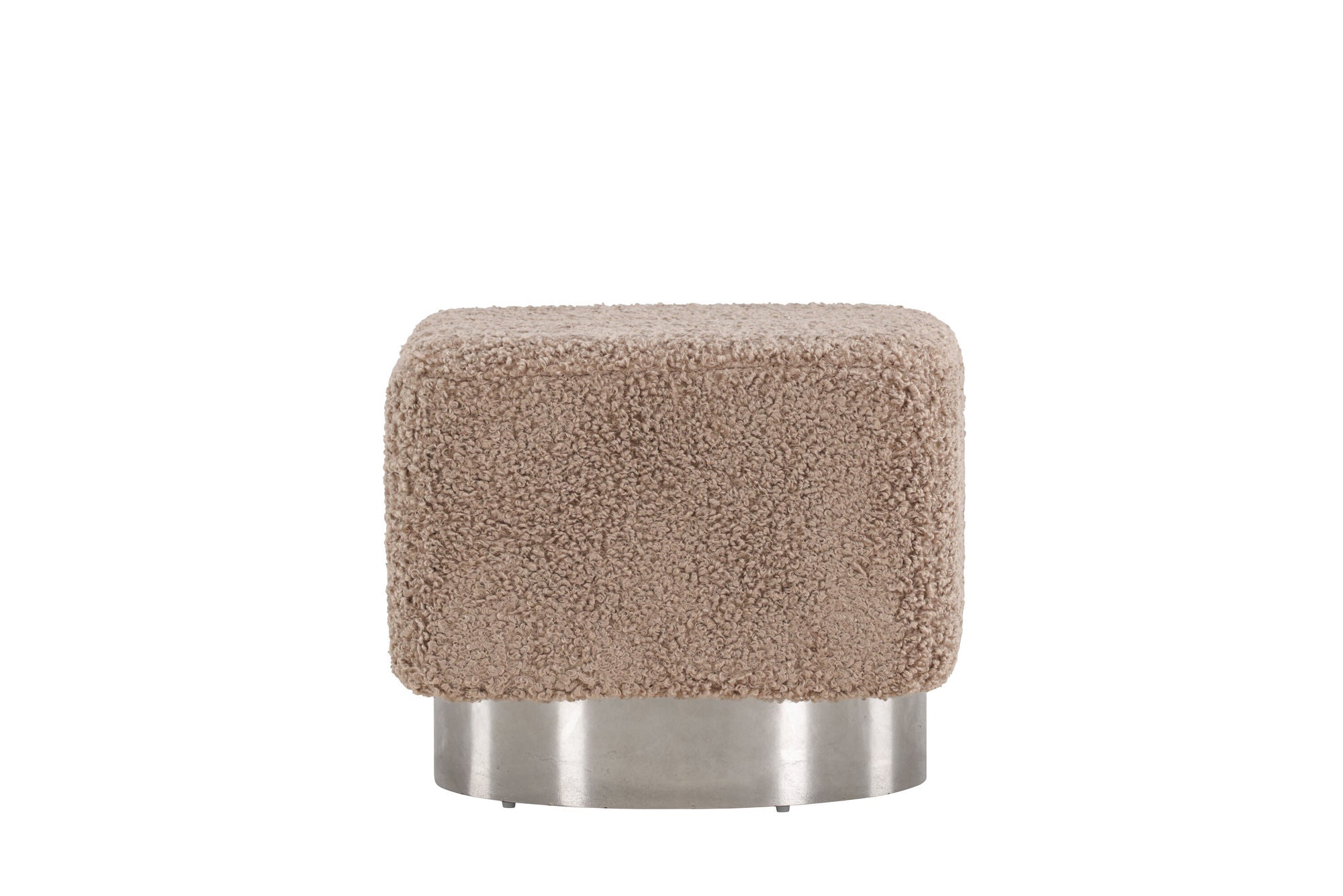 Venture Home Newton Ottoman/Pouf - Silver / Beige Teddy