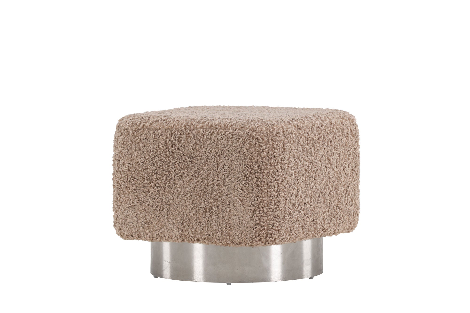 Venture Home Newton Ottoman/Pouf - Silver / Beige Teddy