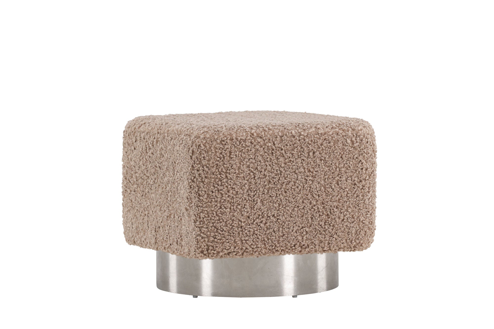 Venture Home Newton Ottoman/Pouf - Silver / Beige Teddy