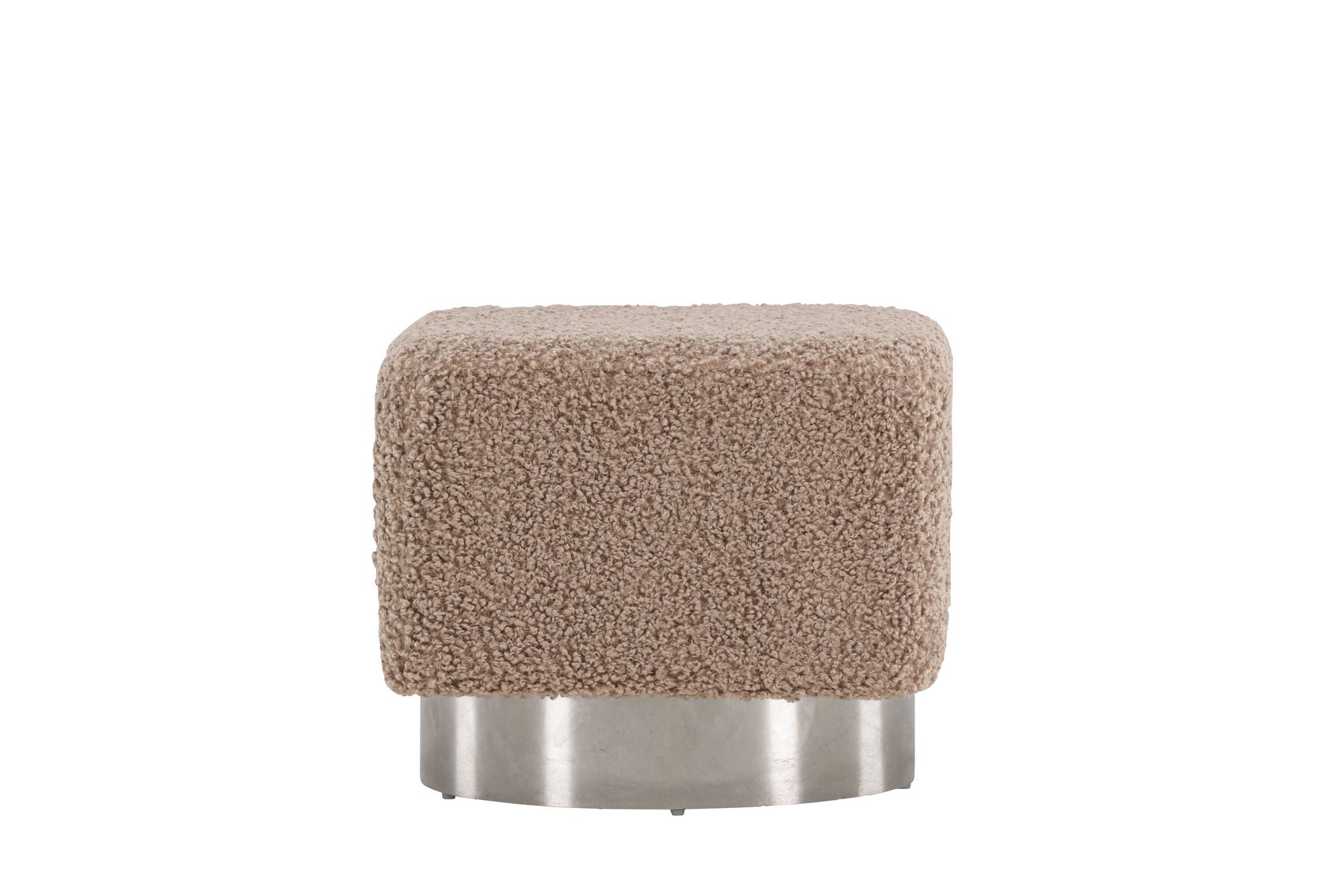 Venture Home Newton Ottoman/Pouf - Silver / Beige Teddy