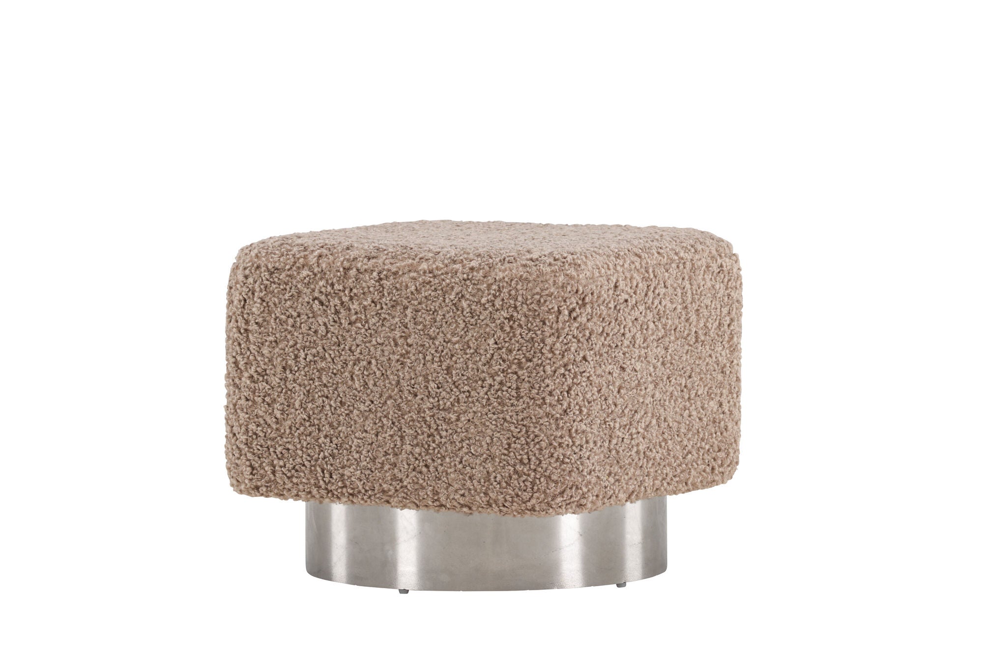 Venture Home Newton Ottoman/Pouf - Silver / Beige Teddy