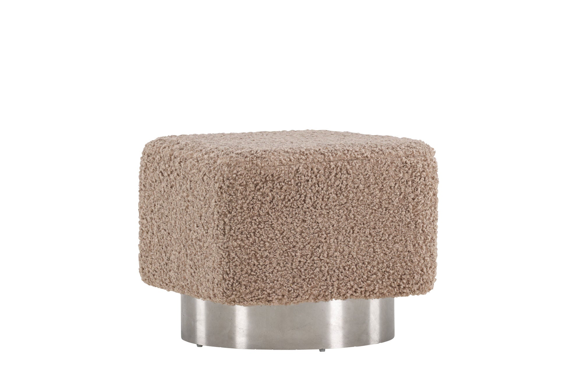 Venture Home Newton Ottoman/Pouf - Silver / Beige Teddy