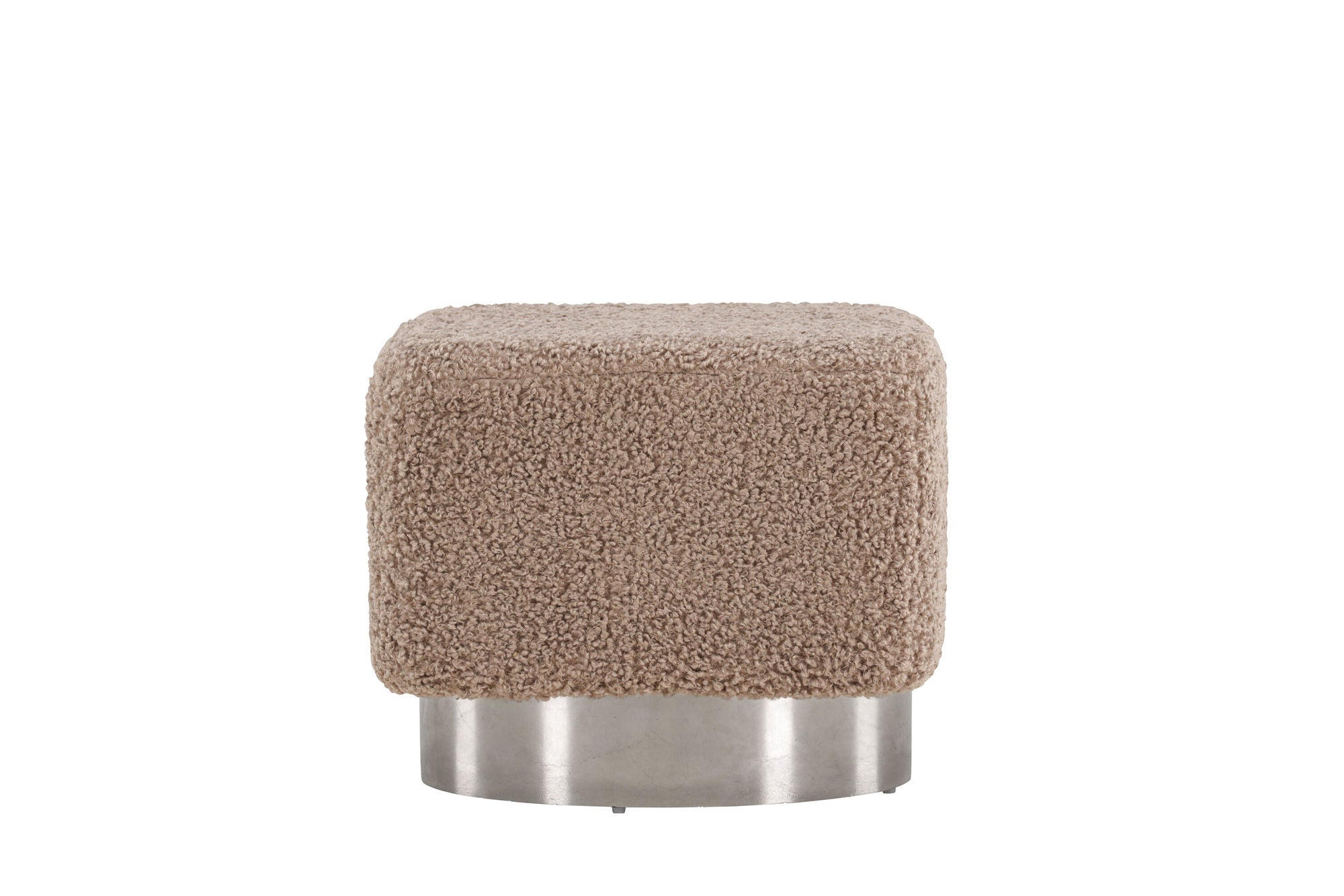 Venture Home Newton Ottoman/Pouf - Silver / Beige Teddy