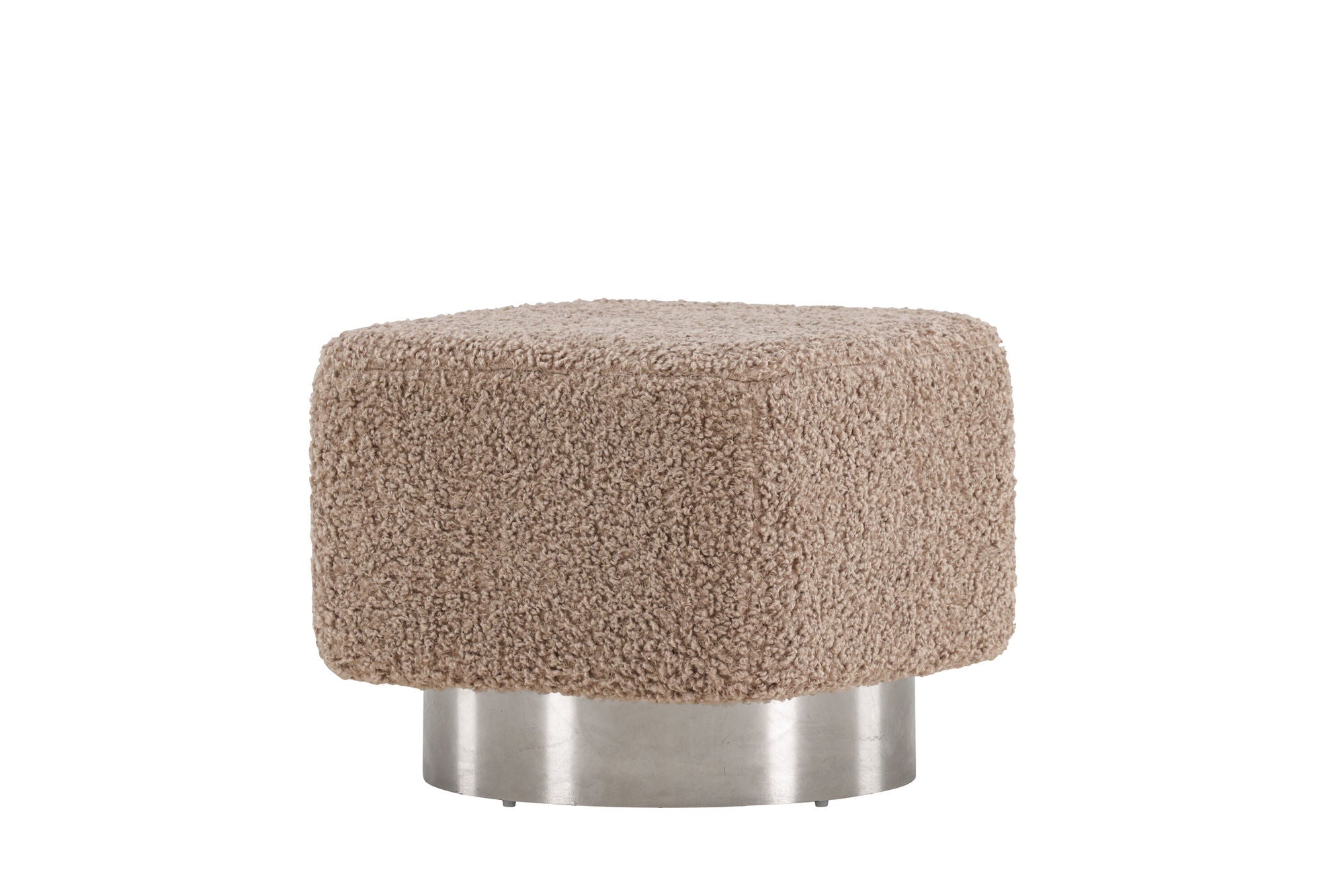 Venture Home Newton Ottoman/Pouf - Silver / Beige Teddy