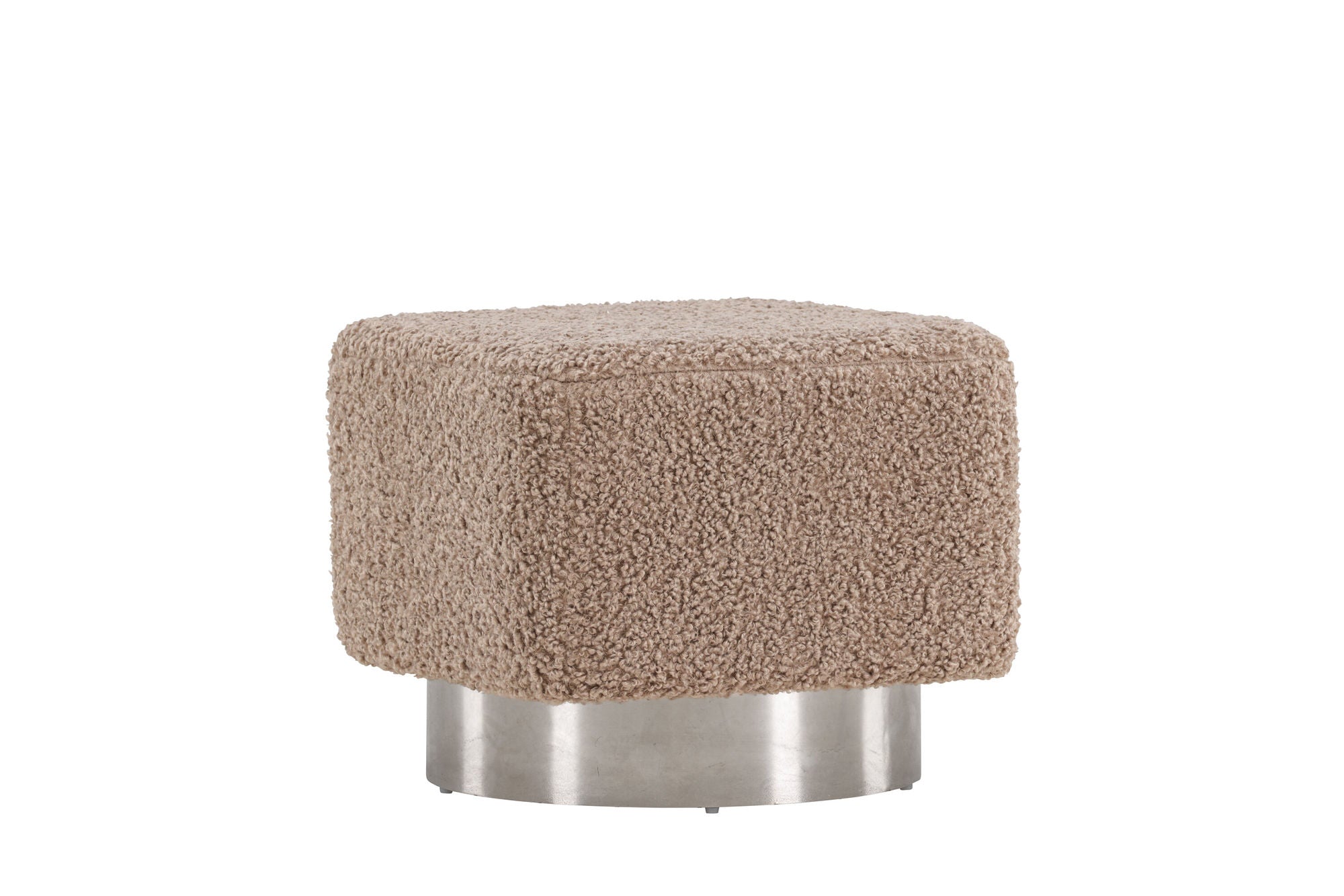 Venture Home Newton Ottoman/Pouf - Silver / Beige Teddy