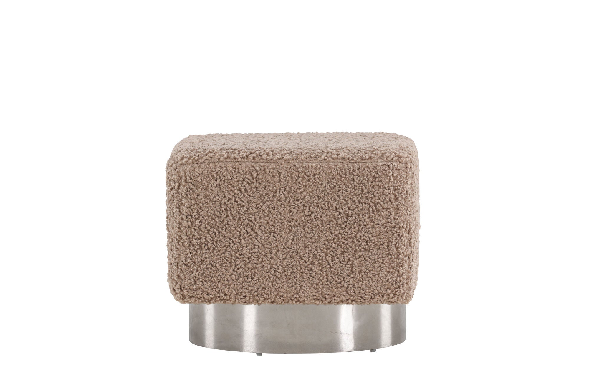 Venture Home Newton Ottoman/Pouf - Silver / Beige Teddy