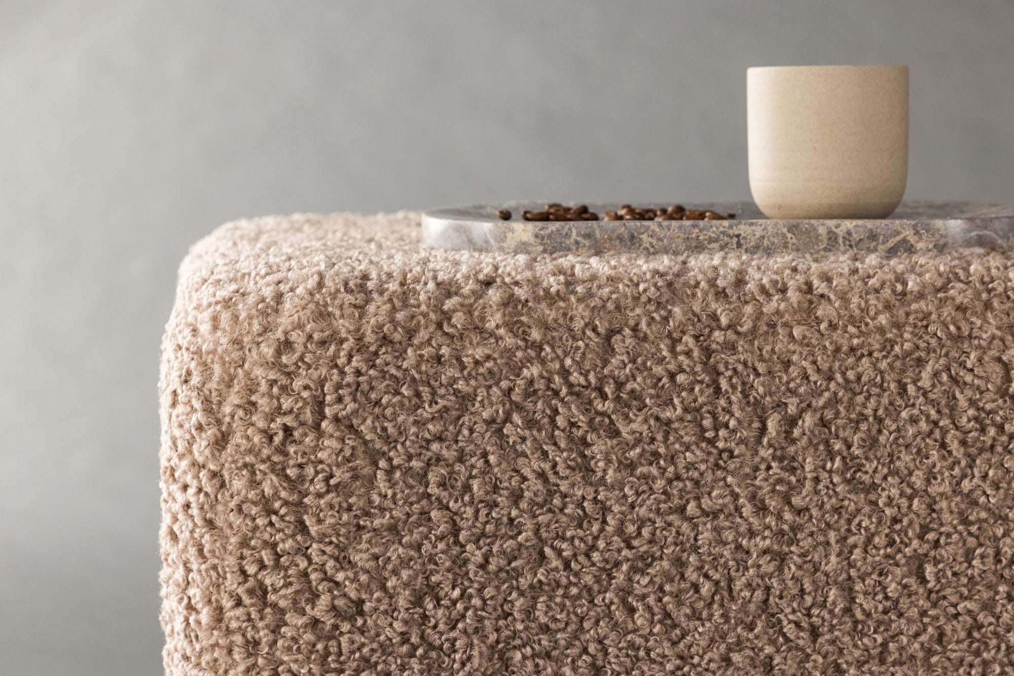 Venture Home Newton Ottoman/Pouf - Silver / Beige Teddy