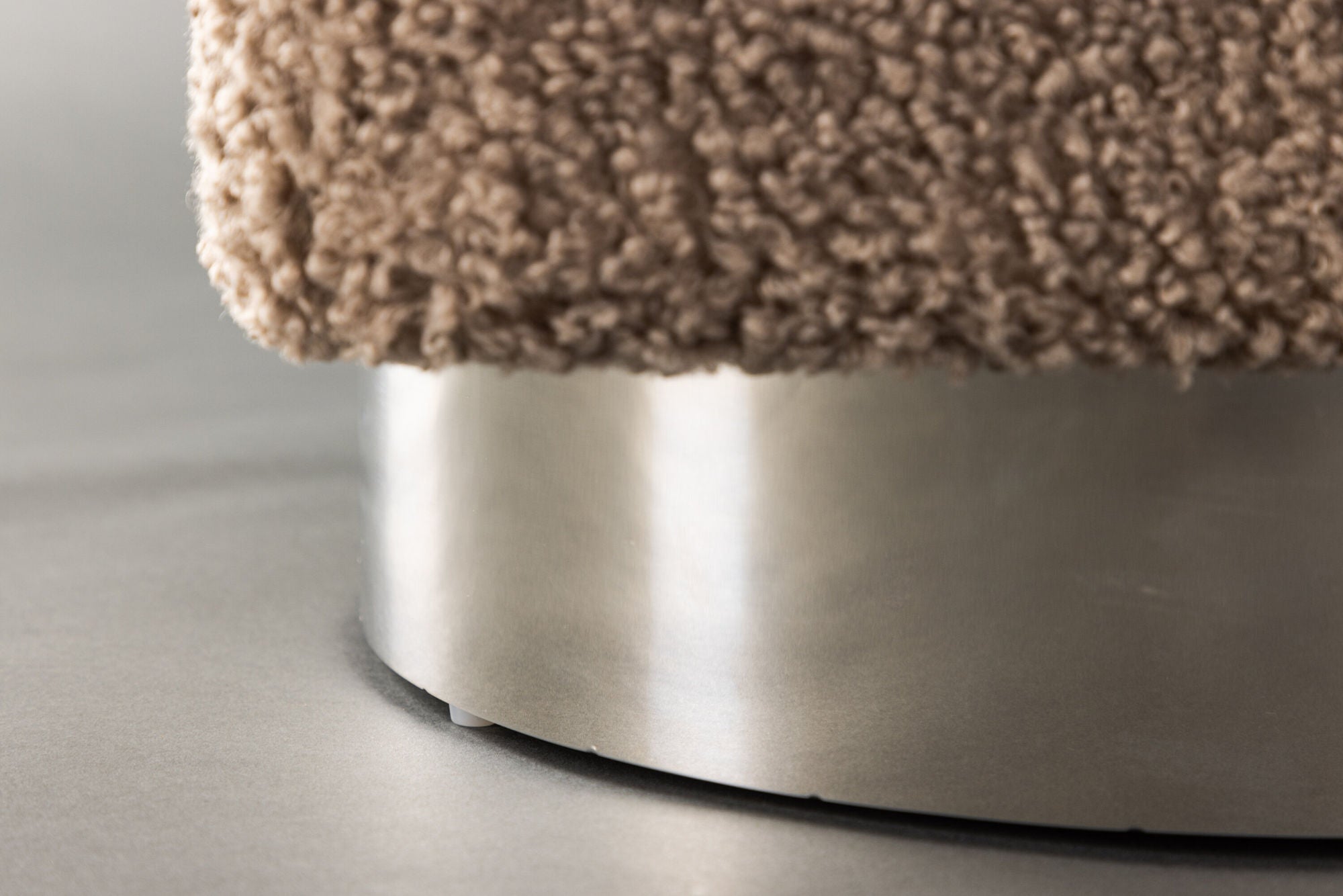 Venture Home Newton Ottoman/Pouf - Silver / Beige Teddy