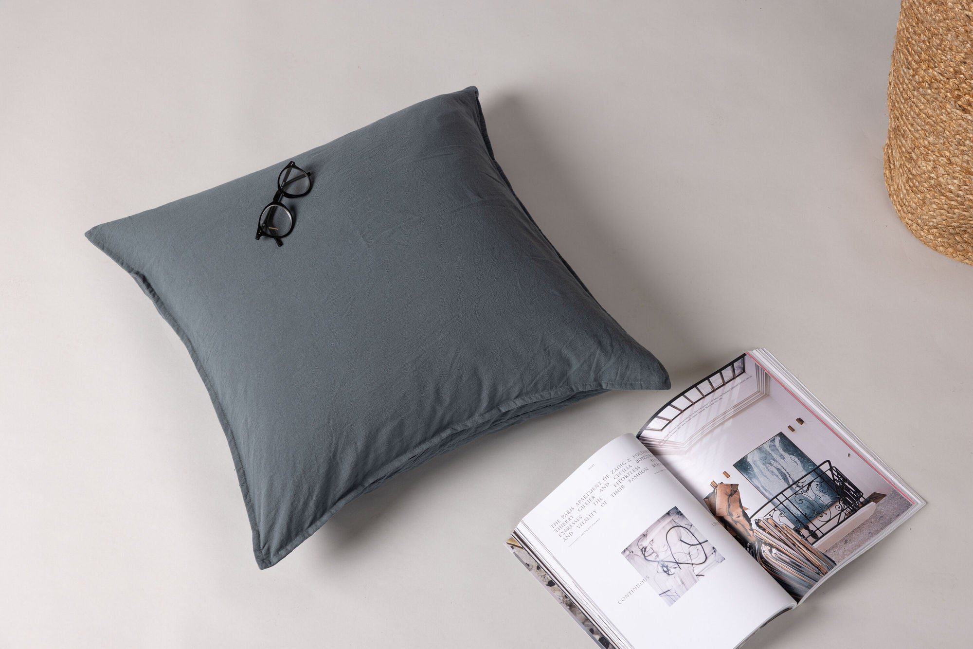 Venture Home Ronja Cushion Cover Washed Cotton - Dusty Blue 45x45