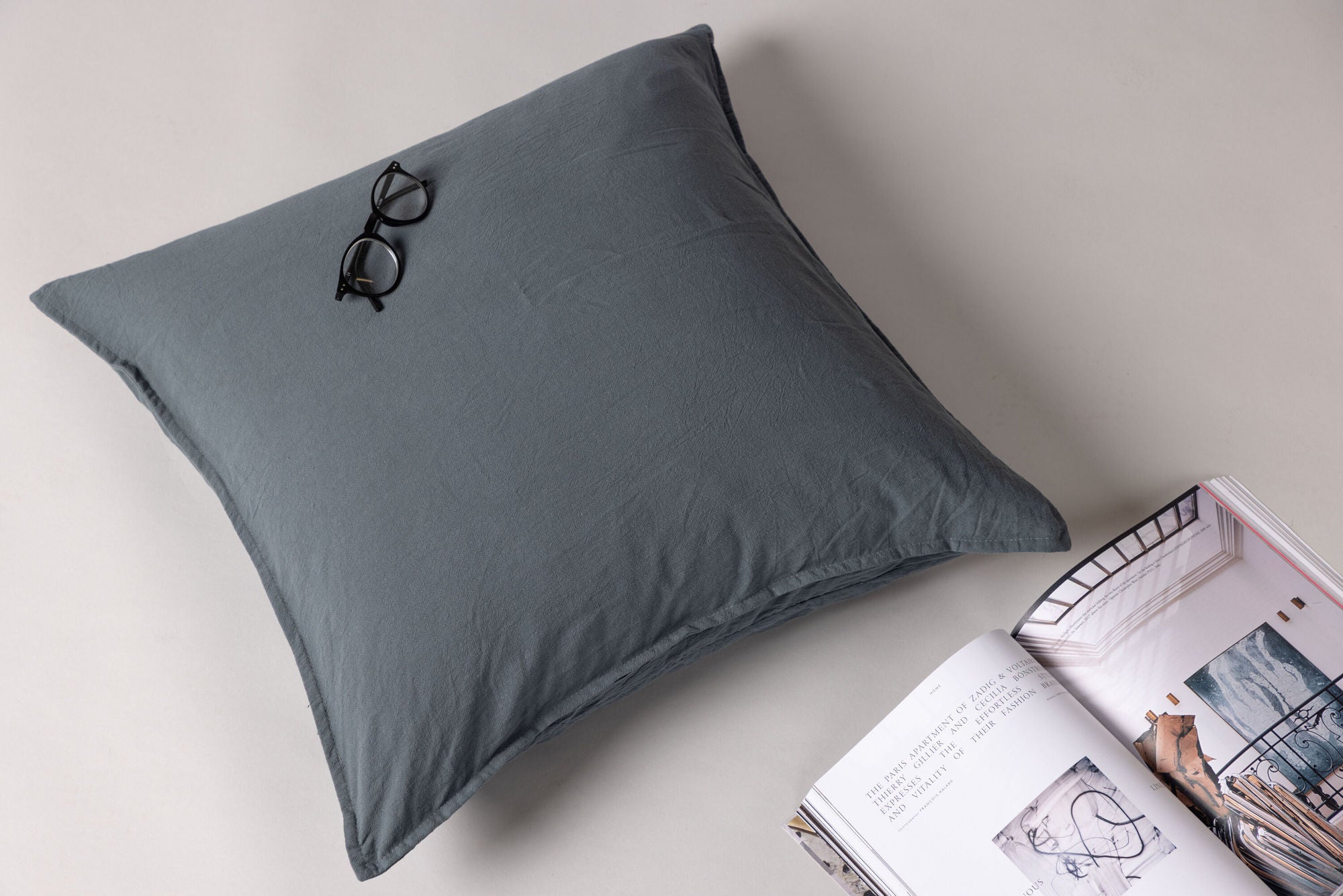 Venture Home Ronja Cushion Cover Washed Cotton - Dusty Blue 45x45