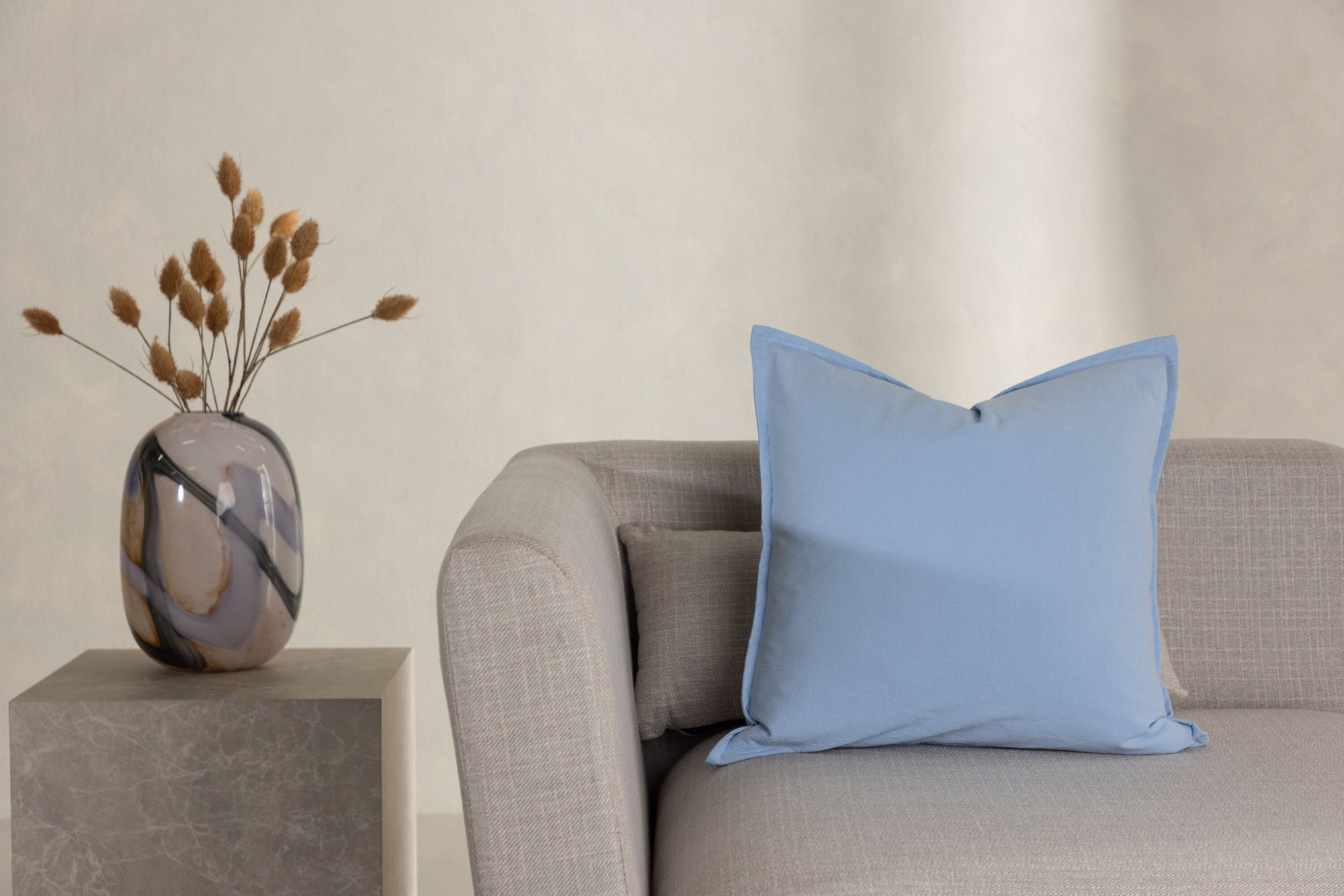 Venture Home Ronja Cushion Cover Washed Cotton - Light Blue 45x45