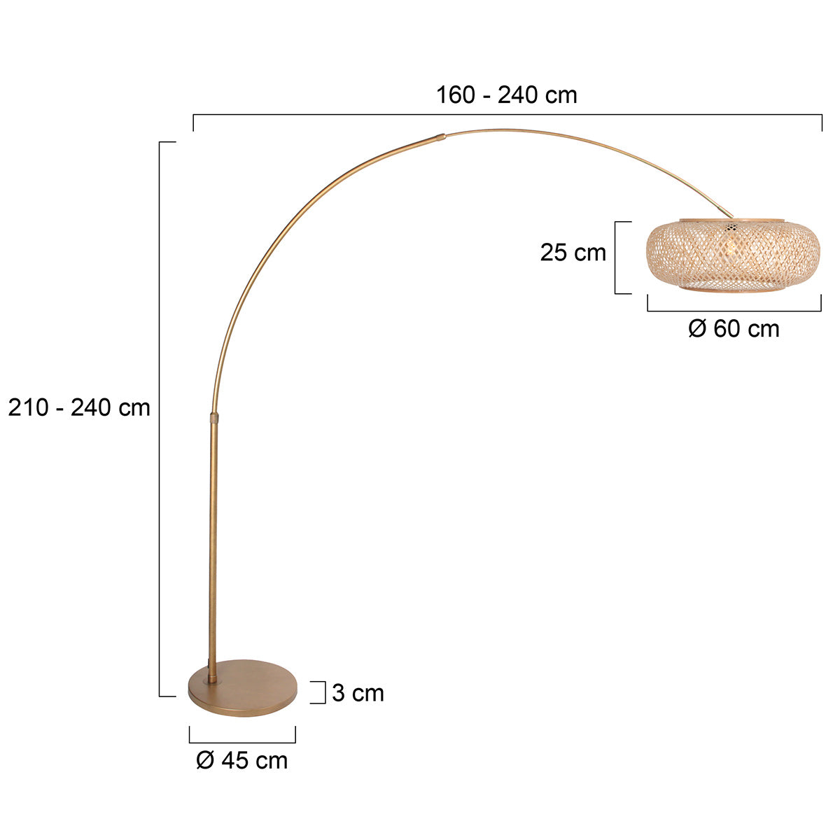 Buelampe Maze Natural 4309BR i bronze med bambusskærm Ø60 cm