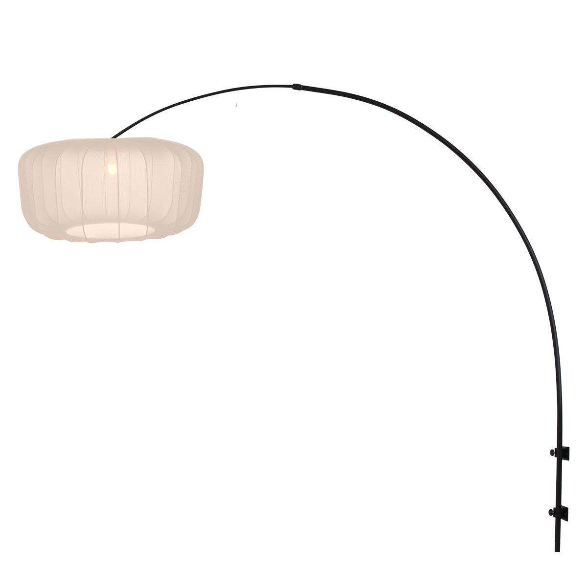 Bue væglampe Vela Lino 4409ZW sort med beige lampskærm Ø60 cm