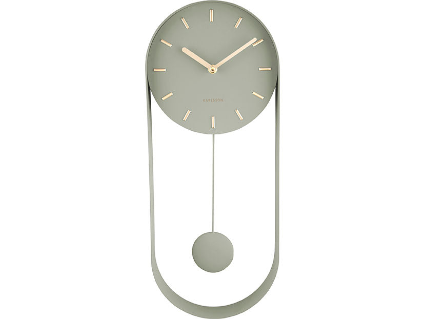 KARLSSON Wall clock Pendulum Charm steel jungle green