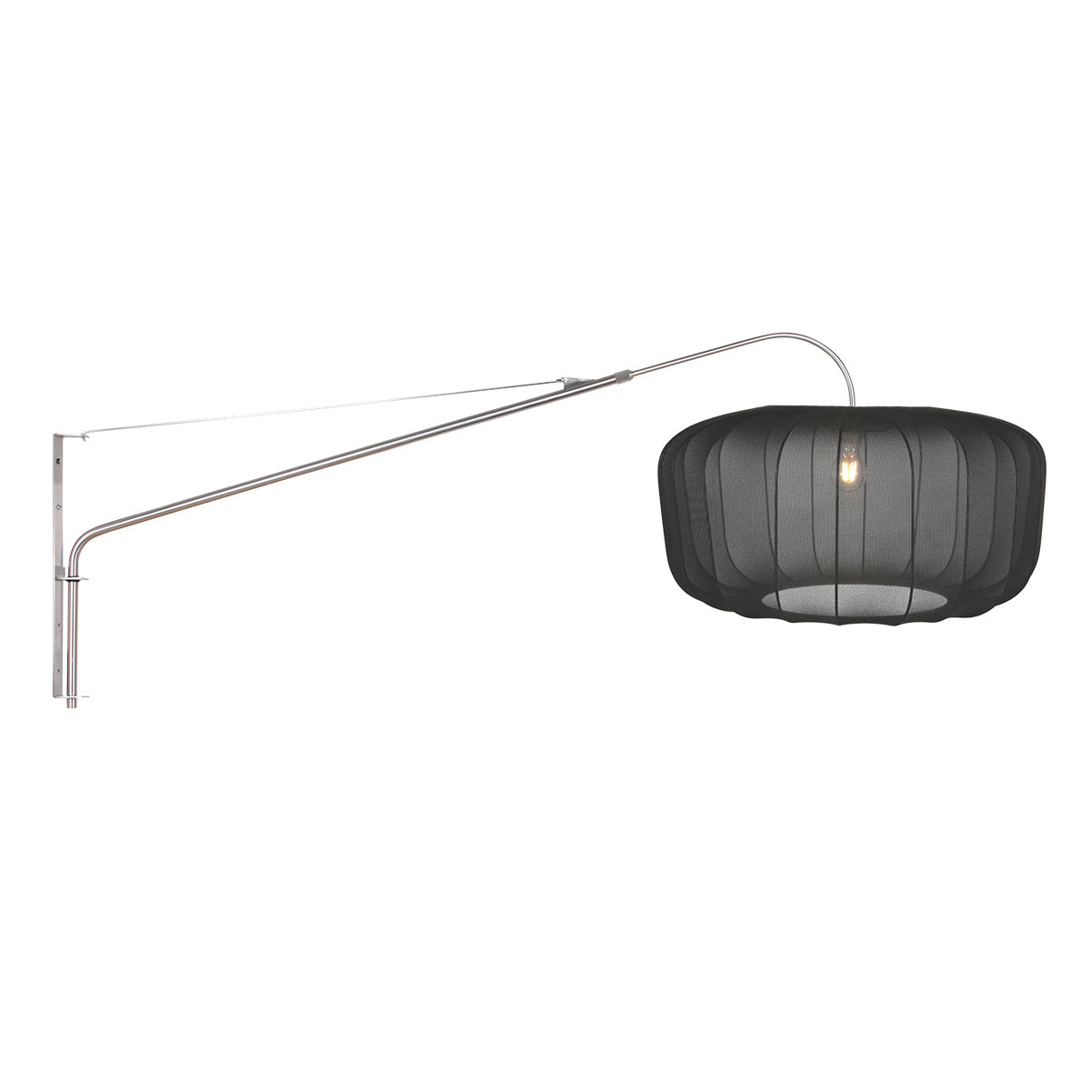 Væglampe Vela Lino 4447ST stål med sort tekstilskærm Ø60 cm