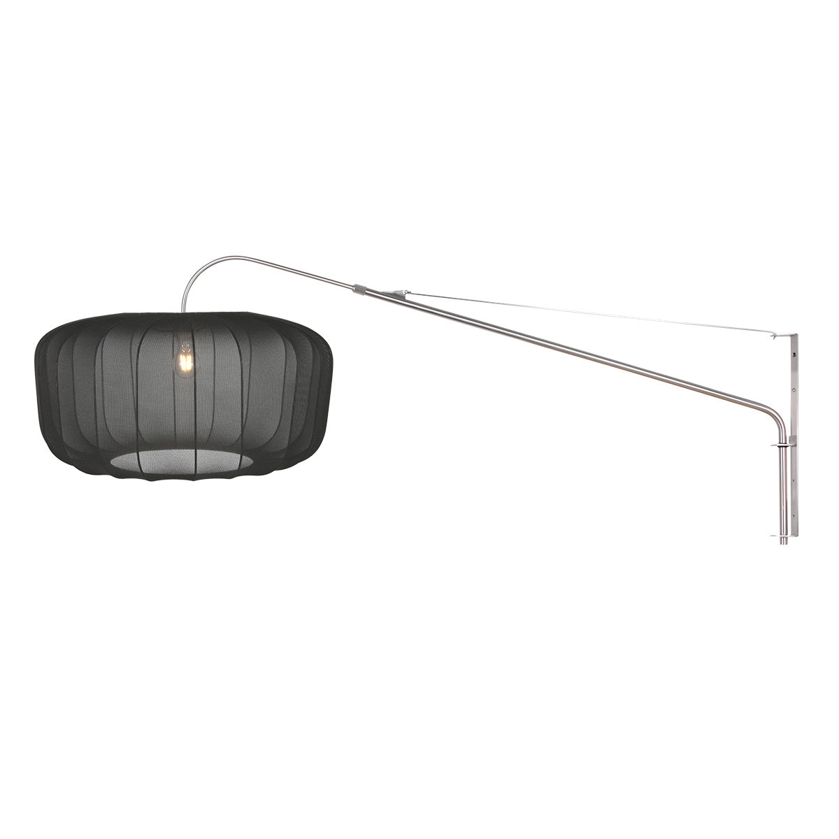 Væglampe Vela Lino 4447ST stål med sort tekstilskærm Ø60 cm