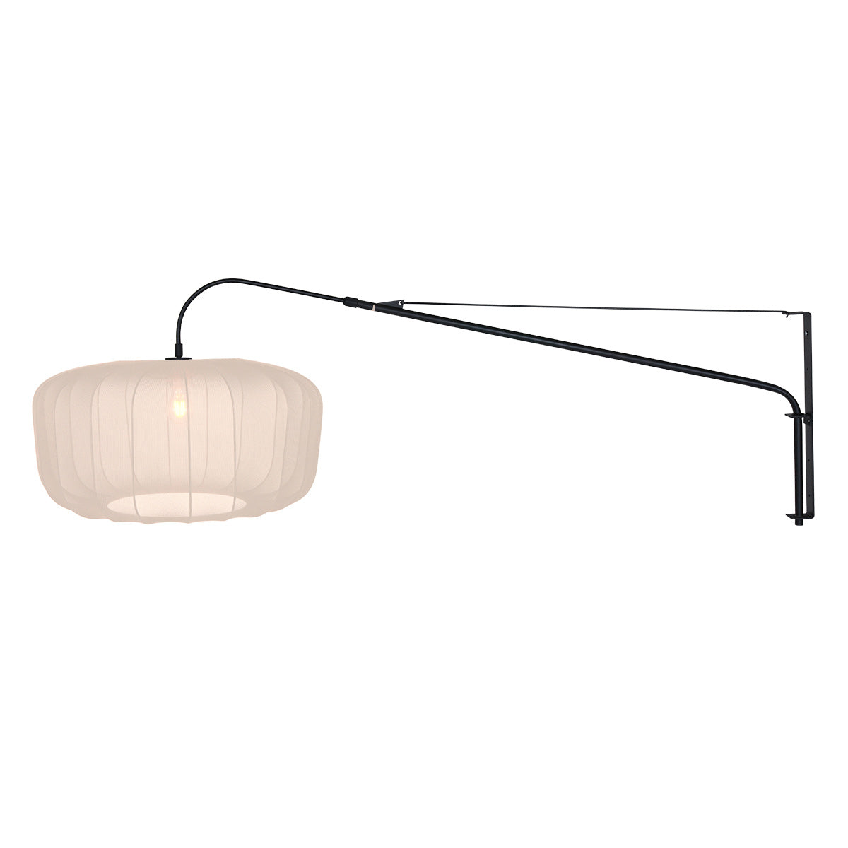Væglampe Vela Lino 4454ZW sort med beige-creme tekstilskærm