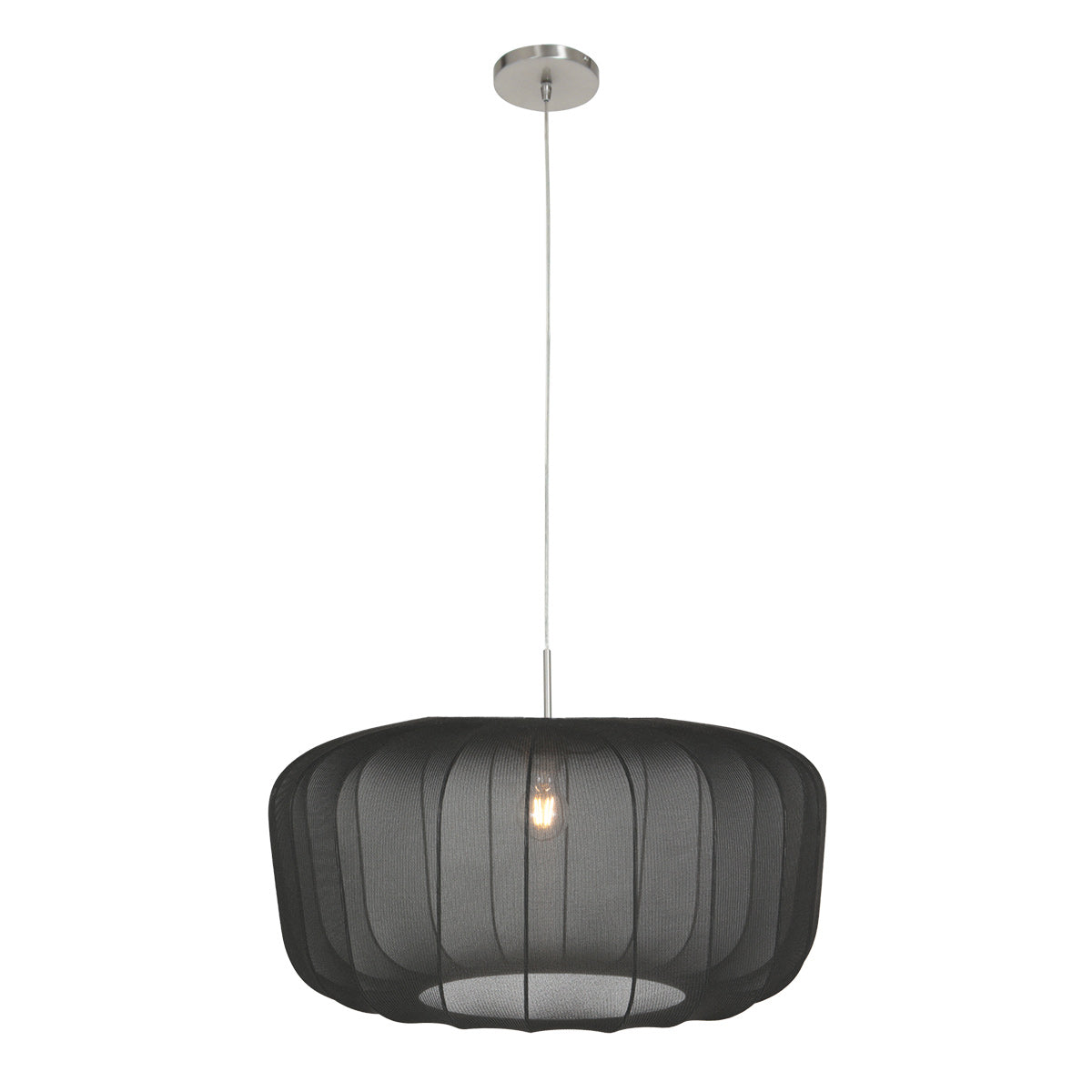 Hængelampe Vela Lino 4473ST i stål med sort tekstilskærm Ø60 cm