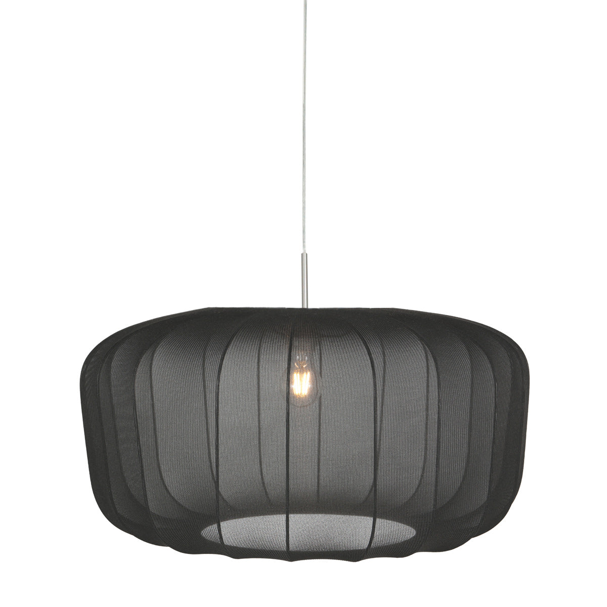Hængelampe Vela Lino 4473ST i stål med sort tekstilskærm Ø60 cm