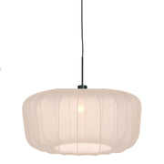 Hængelampe Vela Lino 4485ZW sort med beige-creme stofskærm