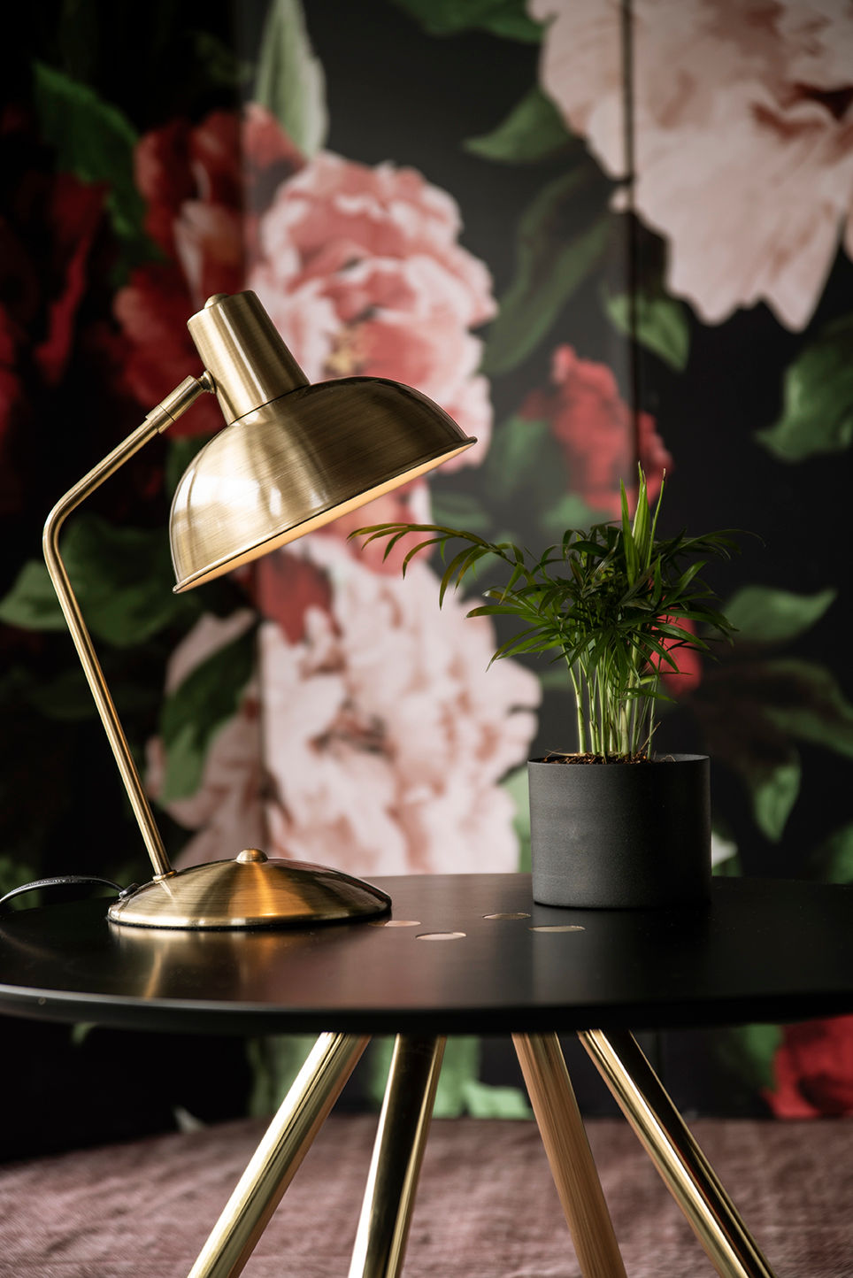 LEITMOTIV Bord lampe Hood brushed gold plated iron
