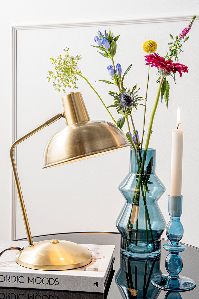 LEITMOTIV Bord lampe Hood brushed gold plated iron