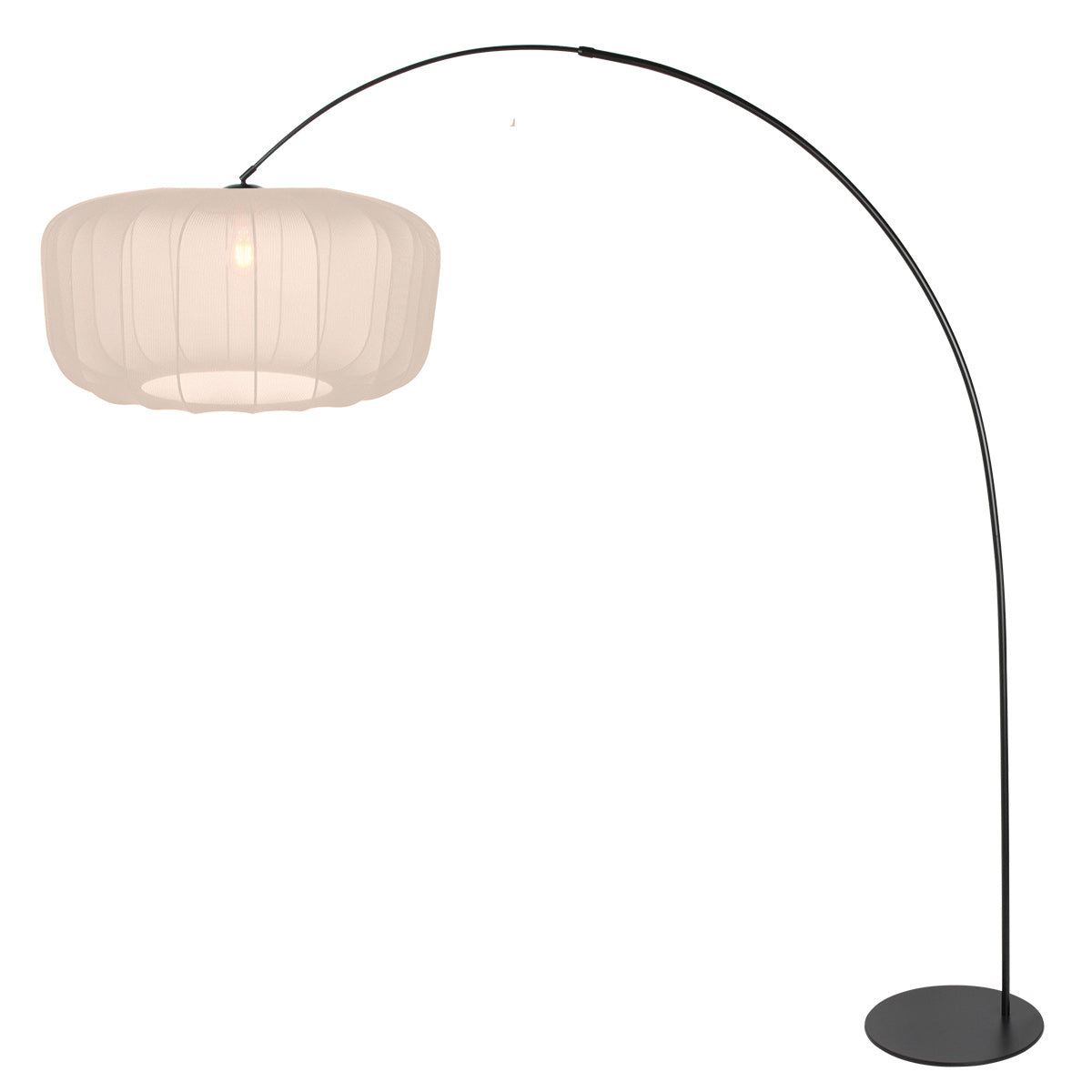 Gulvlampe Curve 4520ZW - sort buelampe med beige stofskærm