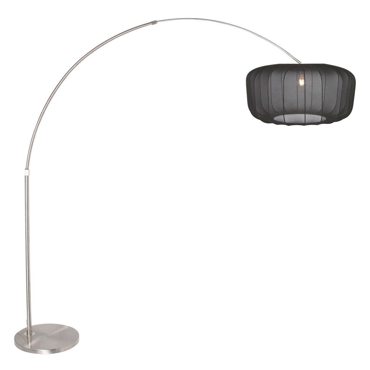 Buelampe Vela Lino 4559ST stål med sort tekstilskærm Ø60 cm
