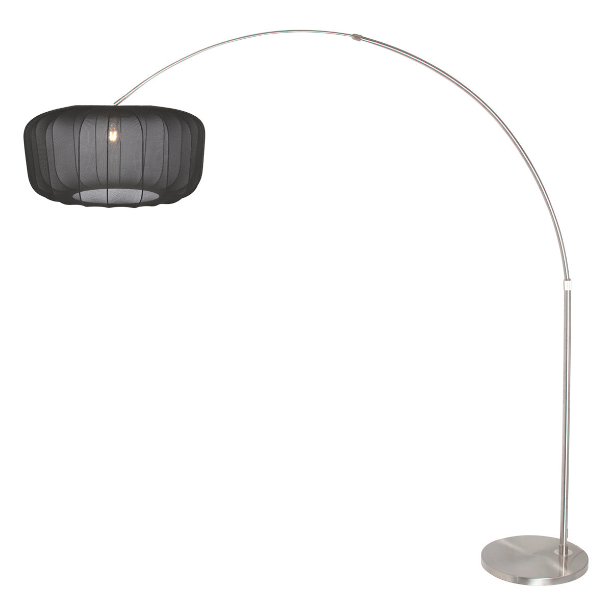 Buelampe Vela Lino 4559ST stål med sort tekstilskærm Ø60 cm