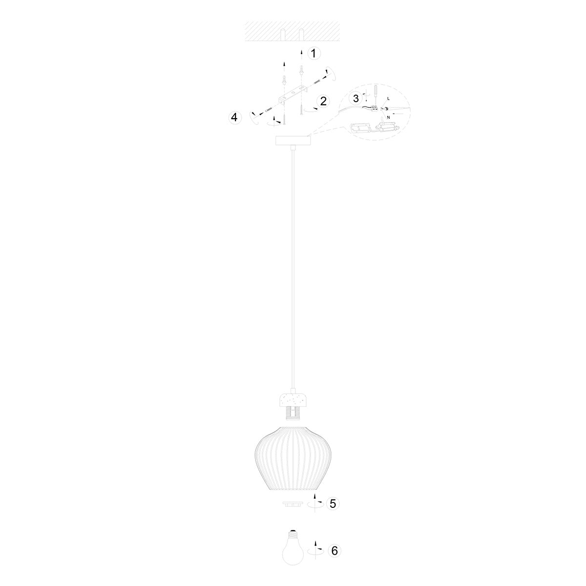Travino 4598CR pendellampe – lin og travertin i naturlig stil