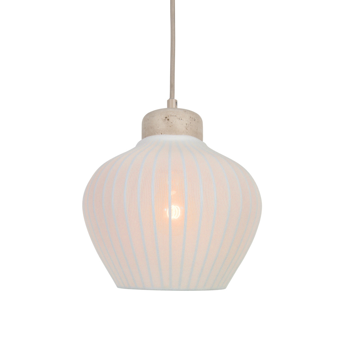 Travino 4598CR pendellampe – lin og travertin i naturlig stil