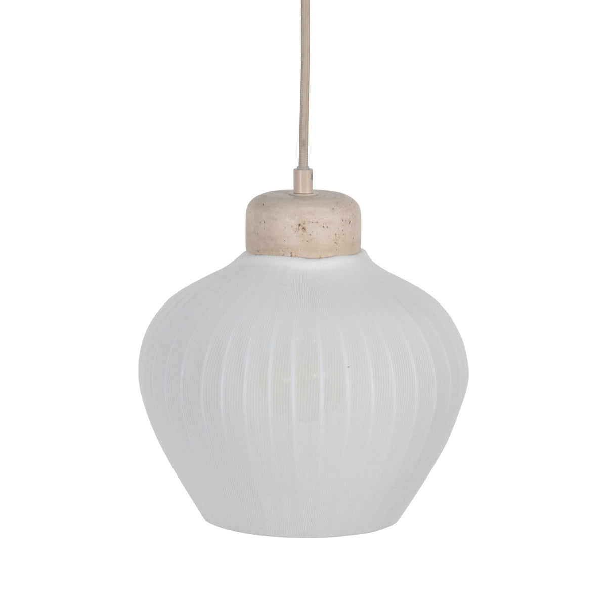 Travino 4598CR pendellampe – lin og travertin i naturlig stil