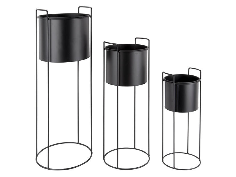PT LIVING Plant pot set Essence round iron black
