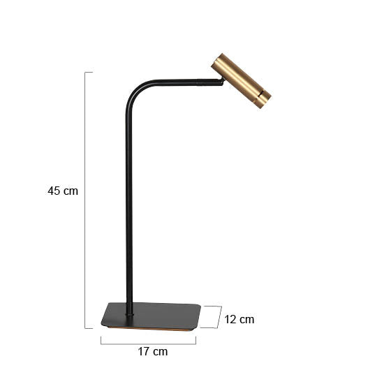 Bordlampe Lumo 4606BR - stilfuld læselampe i bronze med sort