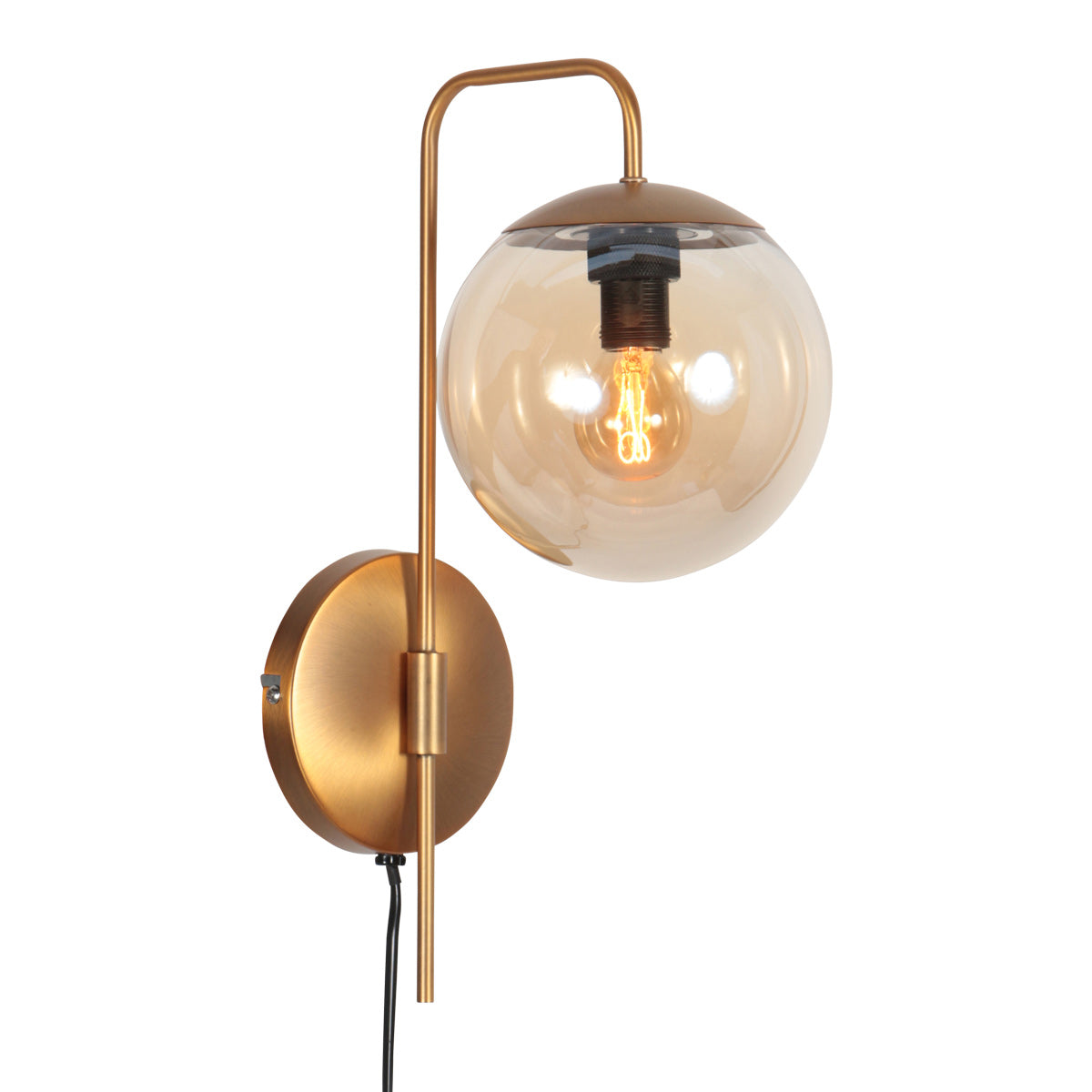 Væglampe Bollique 4609BR bronzefarvet med ravfarvet glas