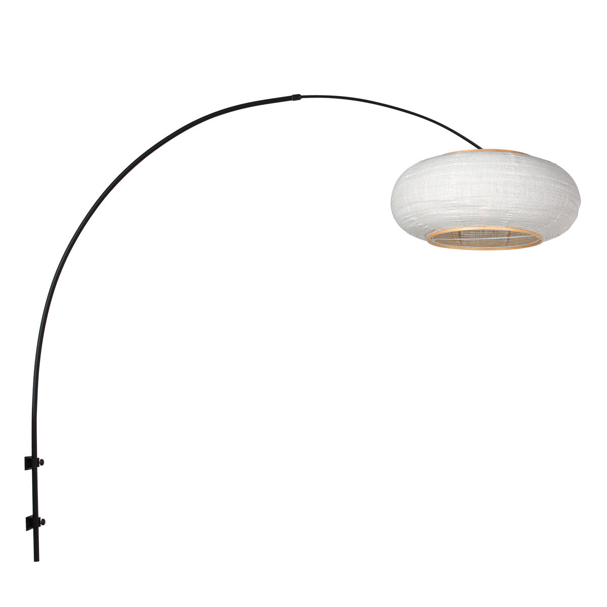 Buet væglampe Silva Alba 4619ZW sort med linnedskærm Ø60 cm