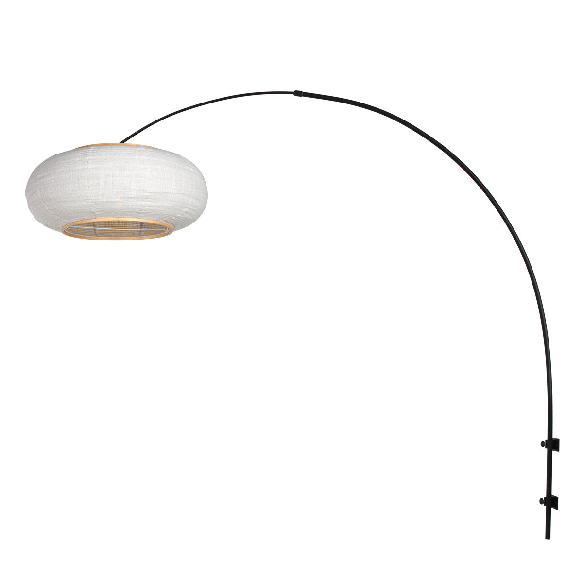 Buet væglampe Silva Alba 4619ZW sort med linnedskærm Ø60 cm