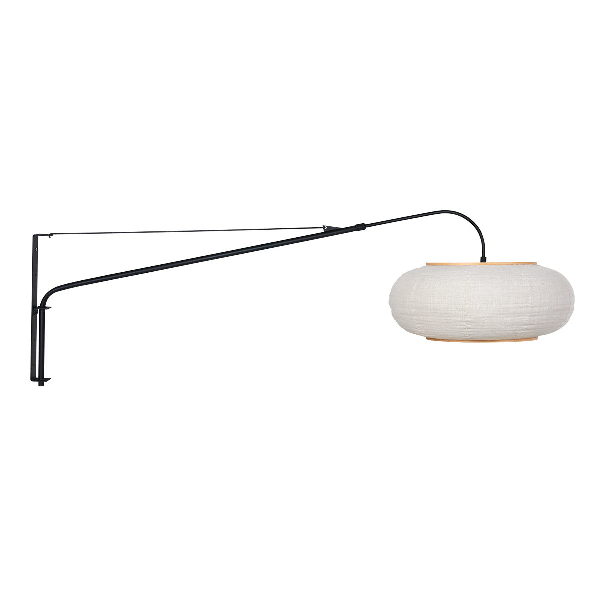 Væglampe Silva Alba 4626ZW sort med skærm i hør Ø60 cm