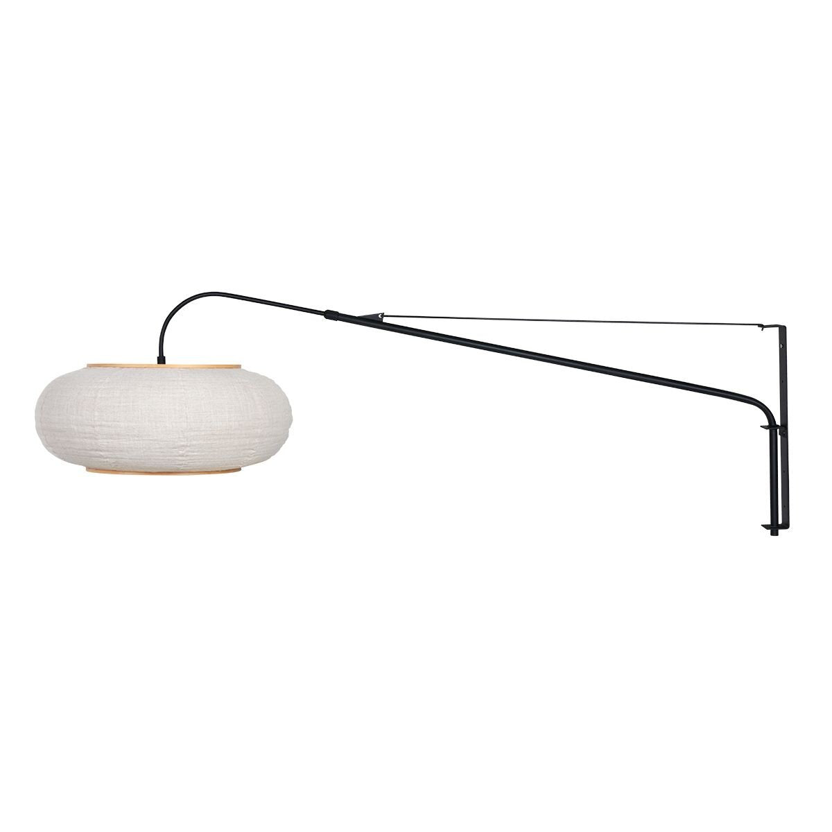 Væglampe Silva Alba 4626ZW sort med skærm i hør Ø60 cm