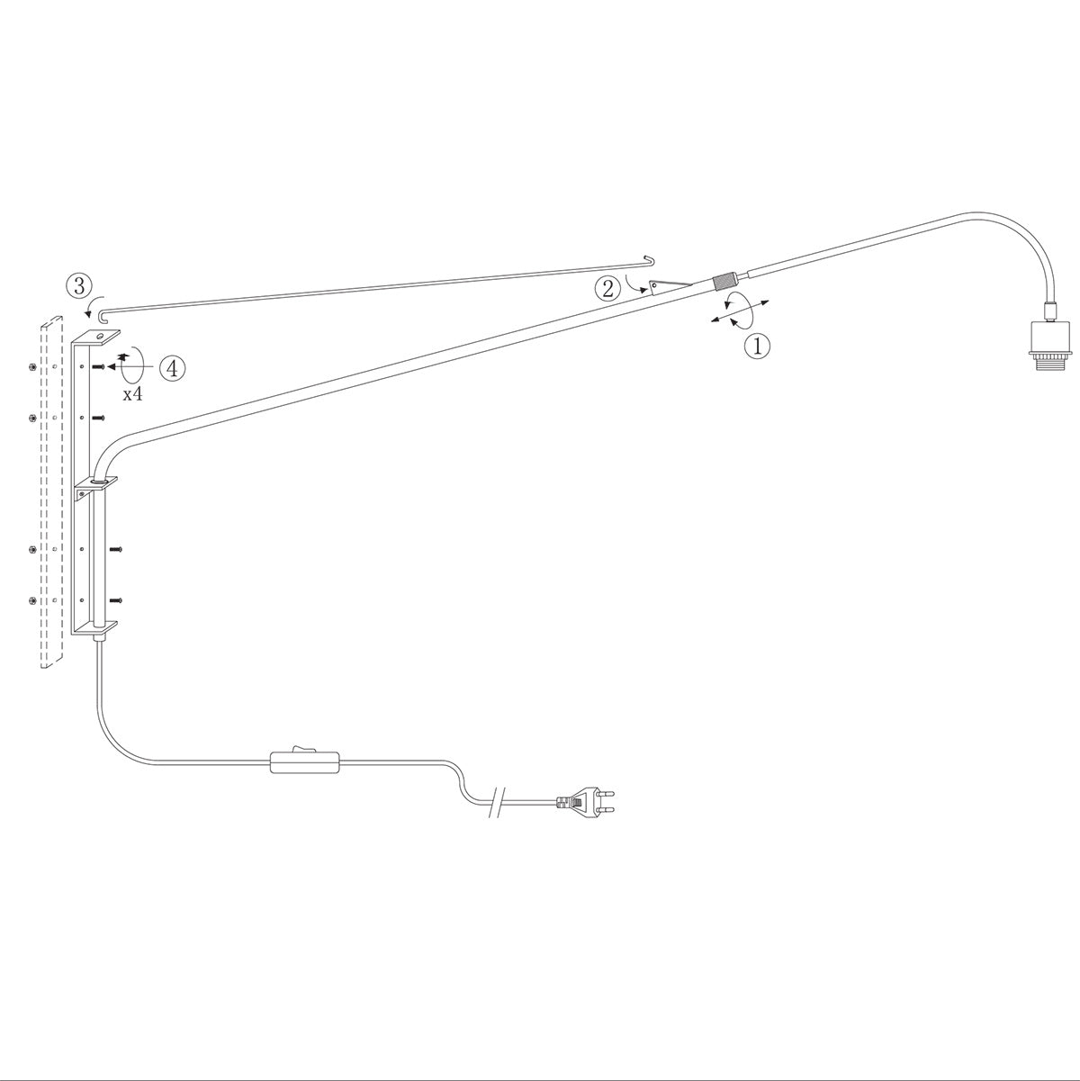 Væglampe Silva Alba 4626ZW sort med skærm i hør Ø60 cm