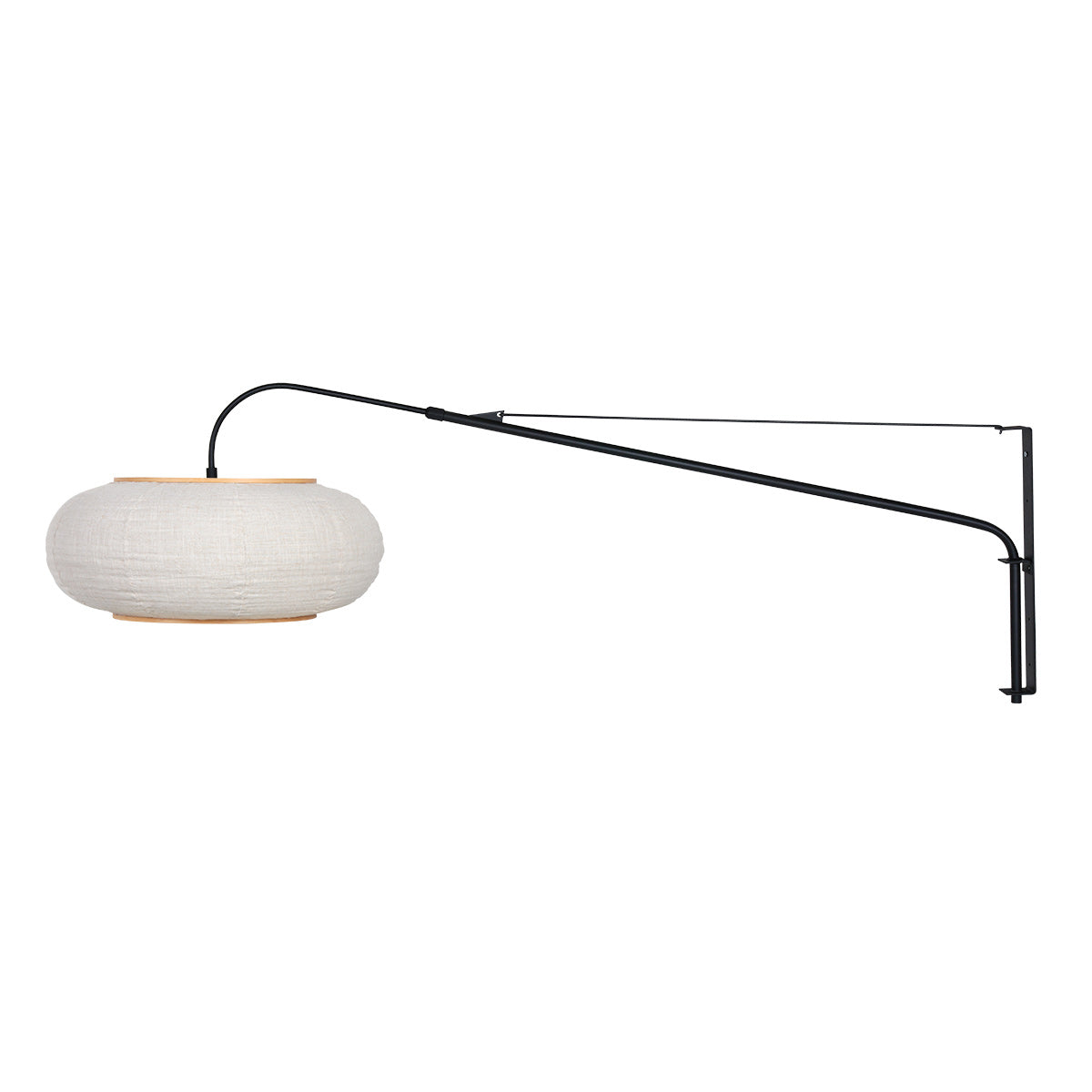Væglampe Silva Alba 4626ZW sort med skærm i hør Ø60 cm