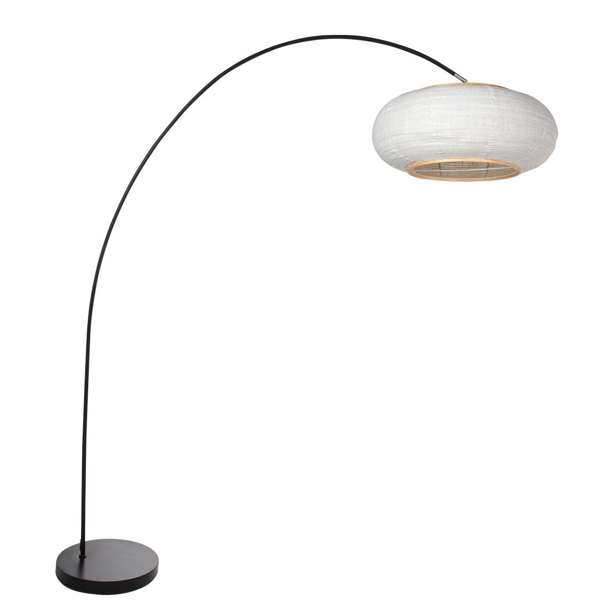 Buet gulvlampe Solva 4630ZW – sort buet gulvlampe med lampeskærm i linned Ø60 cm
