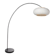 Buet gulvlampe Solva 4630ZW – sort buet gulvlampe med lampeskærm i linned Ø60 cm
